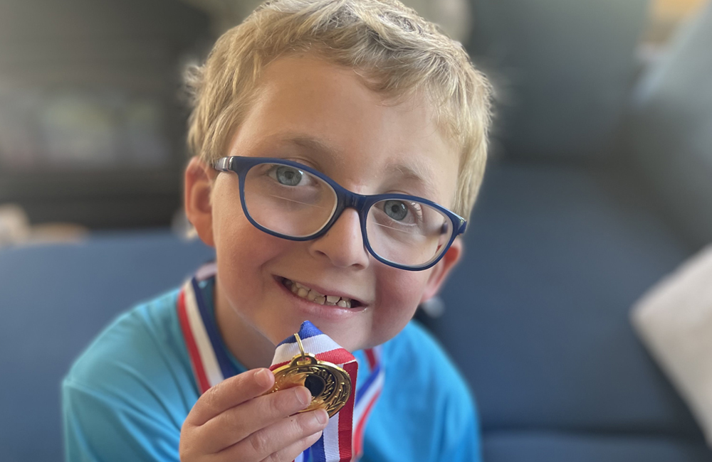 Declan with medal